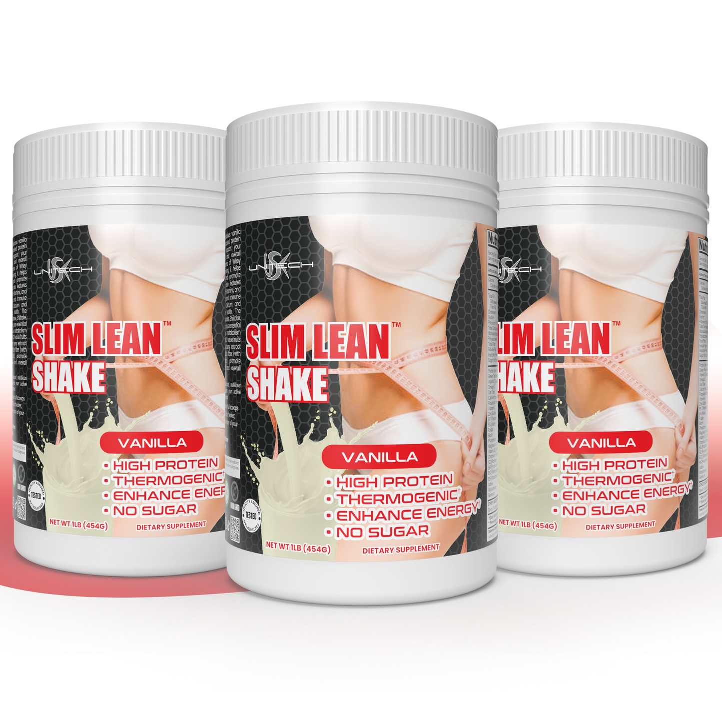 UNITECH USK Slim Lean Shake Vanilla Protein Powder | Rich with Whey Isolate, Thermogenic, Omega-3, Vitamins & Fibers | Supports Energy, Metabolism, Gut & Immune Health | Dietary Supplement, 1lb