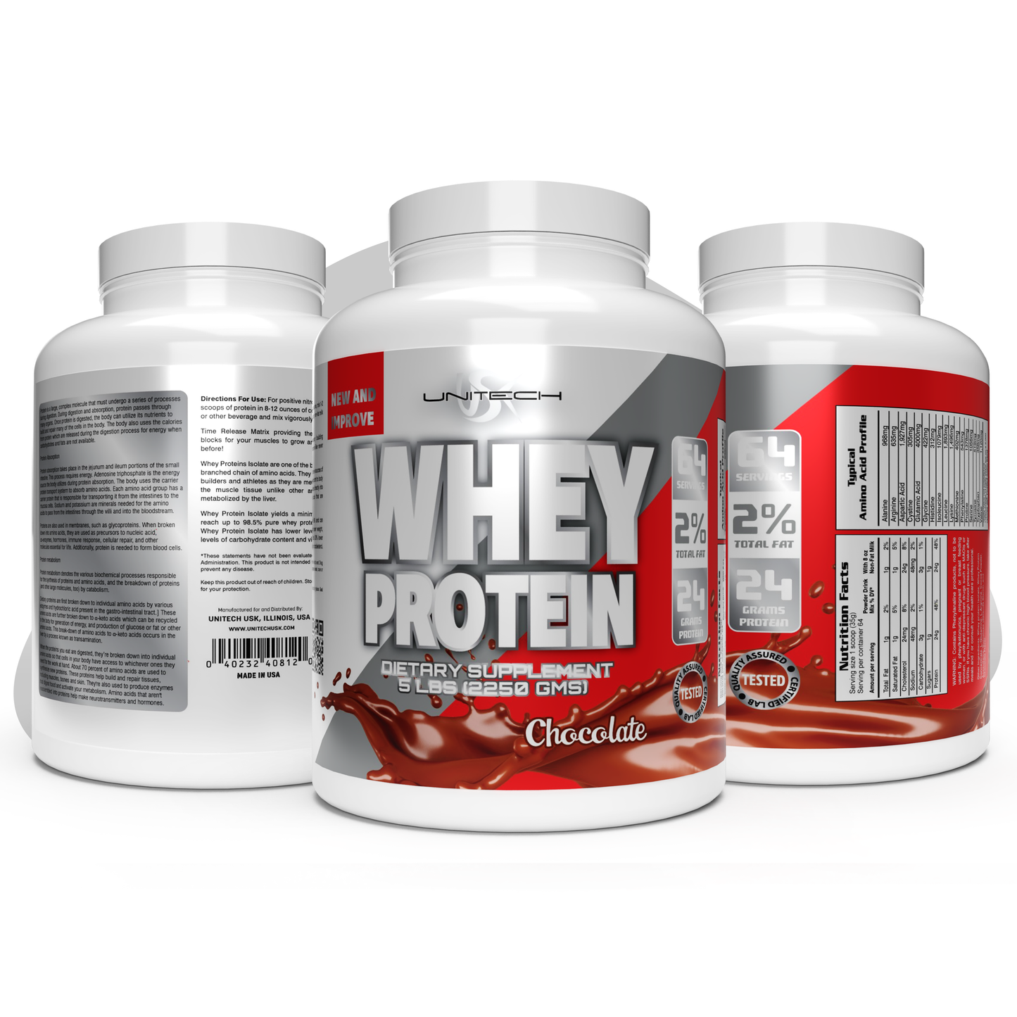 UNITECH USK | Whey Chocolate Protein Powder | Muscle Repair & Metabolism Support | Good Quality Protein with Essential Amino Acids, Enzymes & Minerals | Sports Supplement | Chocolate Flavor, 80oz