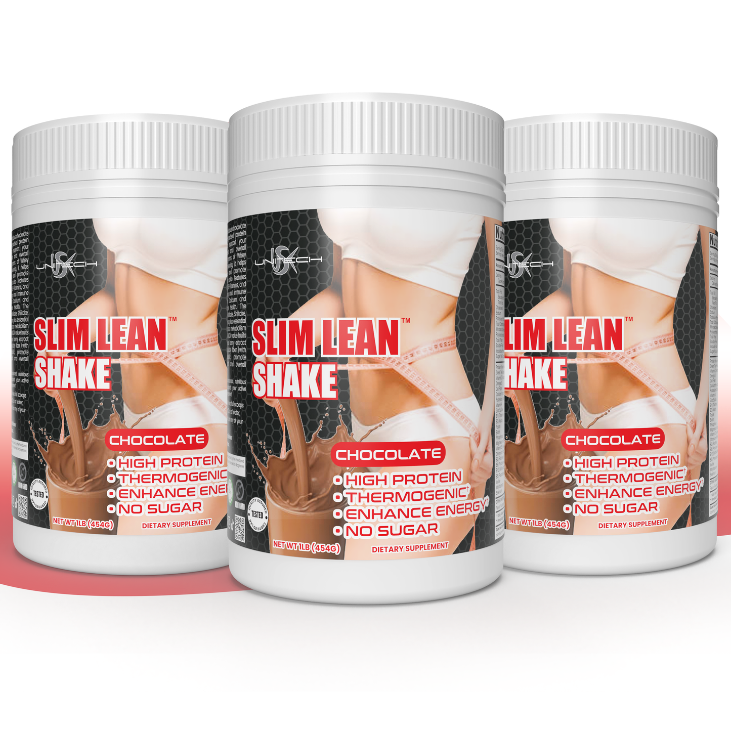 UNITECH USK Slim Lean Shake Chocolate Protein Powder | Rich with Whey Isolate, Thermogenic, Omega-3, Vitamins & Fibers | Supports Energy, Metabolism, Gut & Immune Health | Dietary Supplement, 1lb