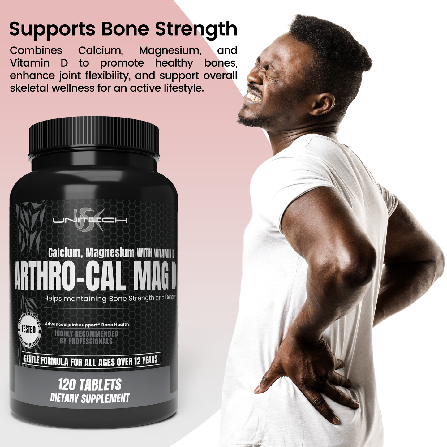 Unitech USK | Arthro-Cal Mag D | Supports Bone Strength, Joint Health, and Metabolic Function | Rich with Calcium, Magnesium, & Vitamin D | Daily Nutritional Support | Dietary Supplement | 60 Tablets