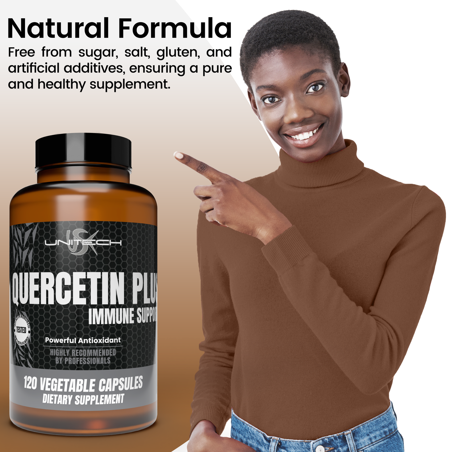 Unitech USK | Quercetin Plus | Immune System Support | Antioxidants Supplement with Quercetin, Vitamin C & Rutin | Promotes Overall Wellness & Healthy Cellular Function | 60 Capsules