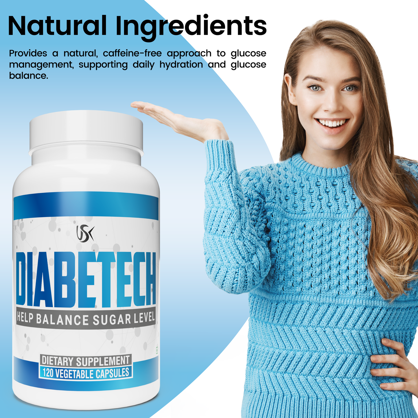 Unitech USK | Diabetech Capsules | Supports Balance Glucose Levels, Metabolic Health, and Insulin Sensitivity | Extracts with Fenugreek, Ceylon Cinnamon, Bitter Melon, and Herbal | 60 Capsules