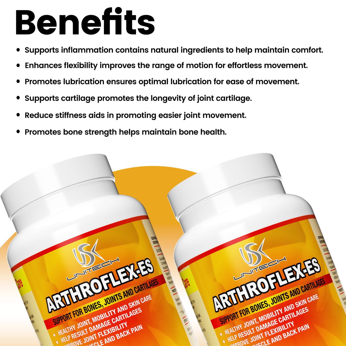 USK ARTHROFLEX-ES | Joint Support Supplement | All-Natural Formula with Glucosamine Chondroitin, MSM, & Turmeric | Joint Support Function, Comfort, Density & Flexibility | 90 Capsules