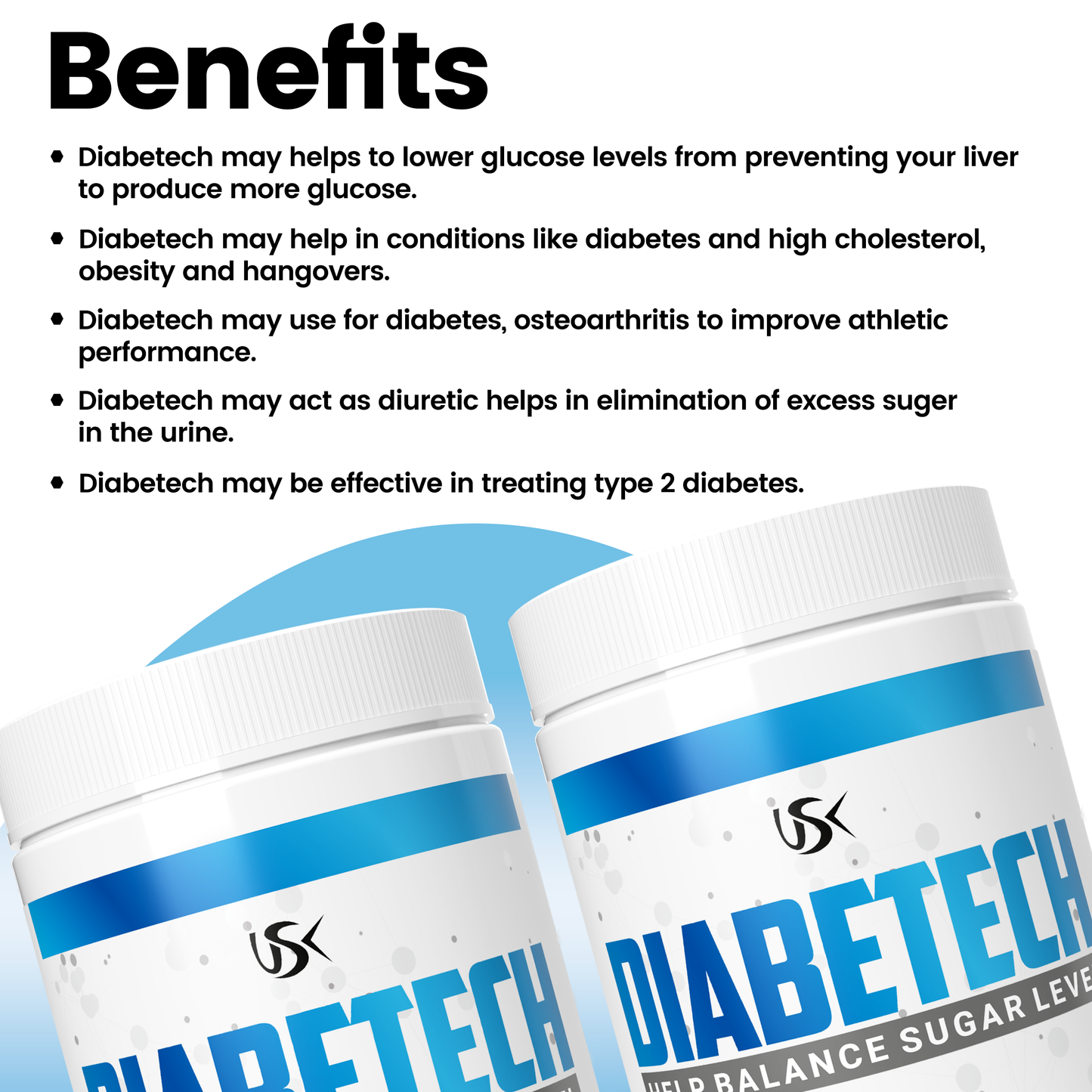 Unitech USK | Diabetech Powder | Natural Blood Sugar Support Supplement with Fenugreek, Ceylon Cinnamon, Bitter Melon, and Berberine | Enhances Insulin Sensitivity & Supports Glucose | 16 oz