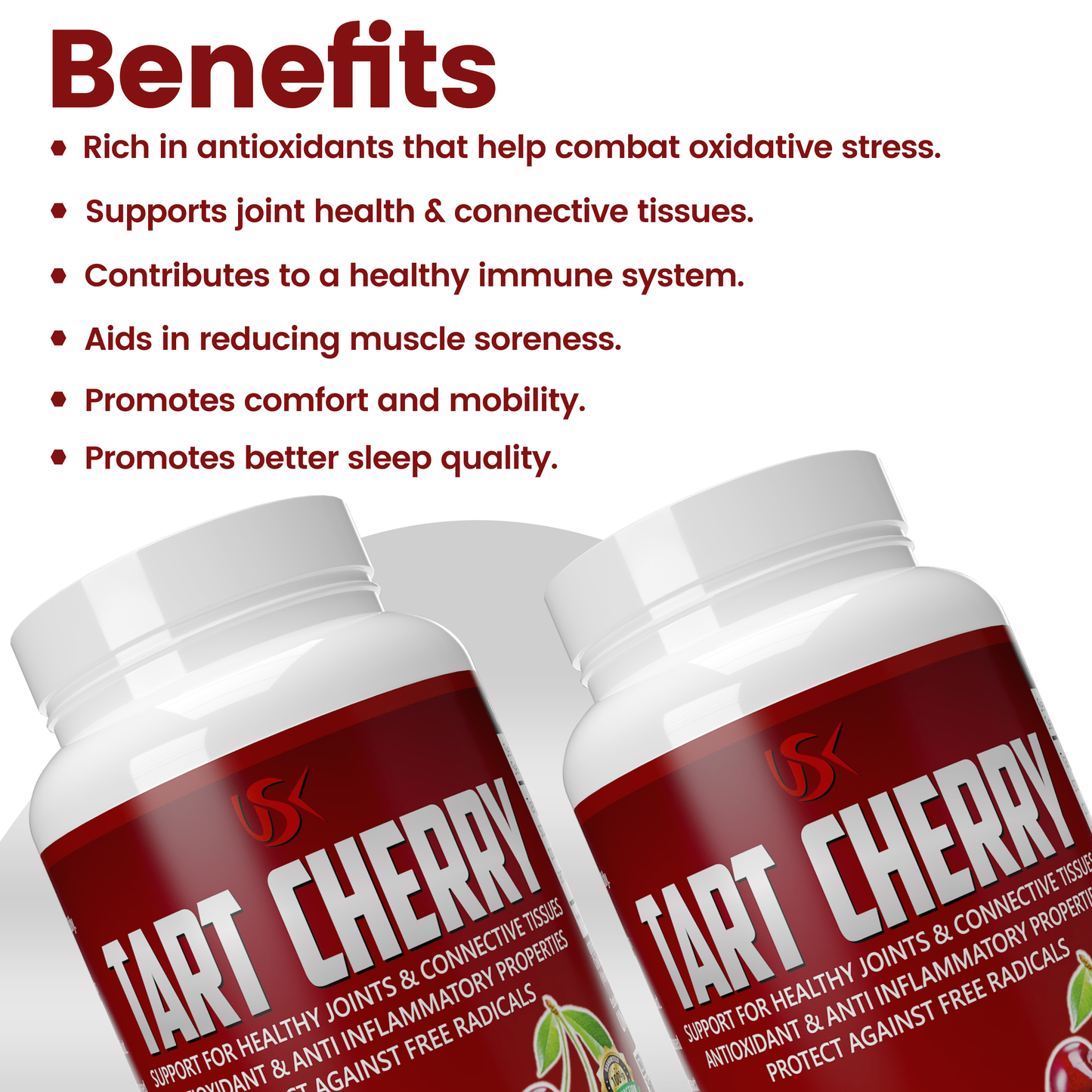 Unitech USK | Tart Cherry Capsules | Joint Support, Immune System Strength, & Muscle Recovery | Rich with Antioxidant, Tart Cherry, Cellulose, & Magnesium | Dietary Supplement | 90 Vegetarian Capsules