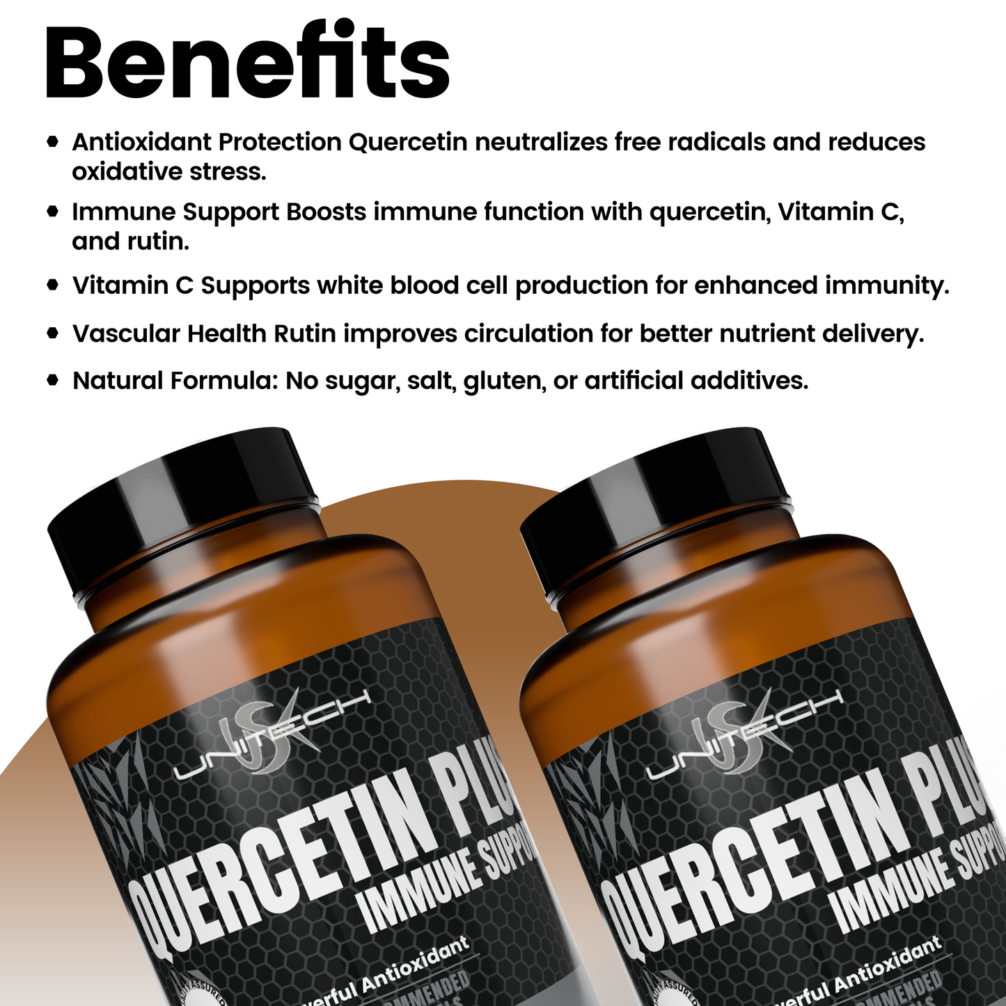 Unitech USK | Quercetin Plus | Immune System Support | Antioxidants Supplement with Quercetin, Vitamin C & Rutin | Promotes Overall Wellness & Healthy Cellular Function | 60 Capsules