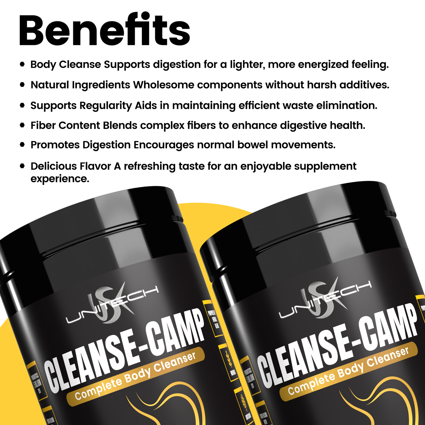 Unitech USK | Cleanse-Camp Powder | Natural Herbal Digestive Cleanse Supplement | Rich with Moringa, Artichoke & Probiotics for Healthy Digestion & Colon Detox | 100% Vegetarian | Watermelon Flavor, 16oz