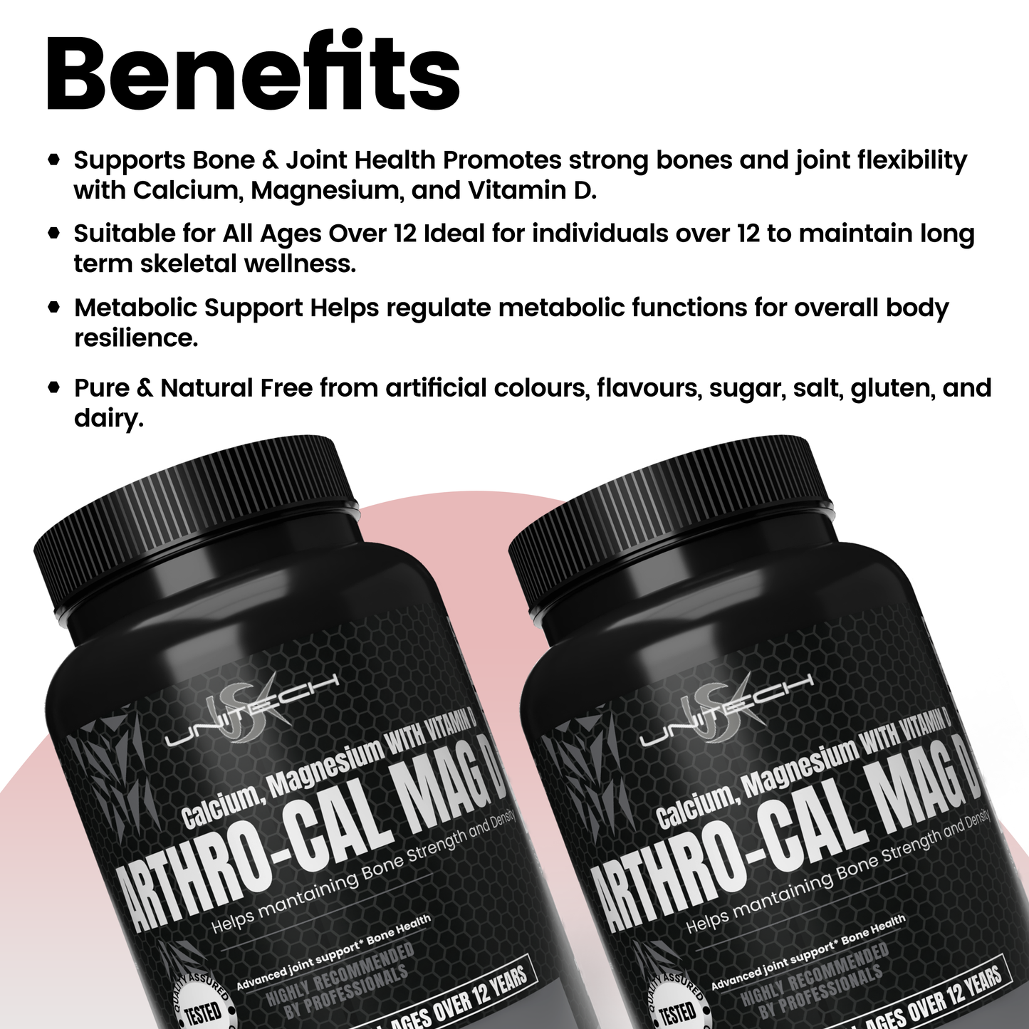 Unitech USK | Arthro-Cal Mag D | Supports Bone Strength, Joint Health, and Metabolic Function | Rich with Calcium, Magnesium, & Vitamin D | Daily Nutritional Support | Dietary Supplement | 60 Tablets