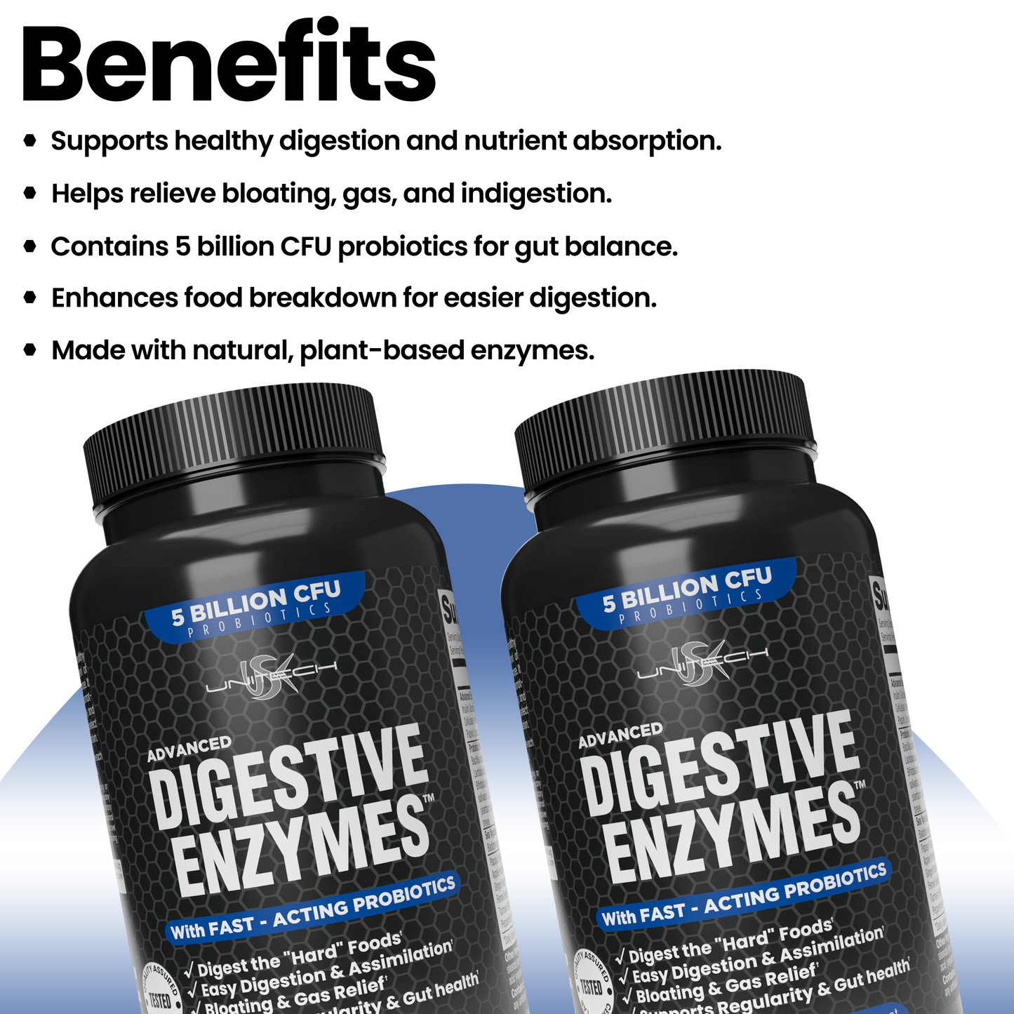 Unitech USK Advanced Digestive Enzymes with 5 Billion CFU Probiotics | Supports Gut Health, Bloating & Gas Relief | Easy Digestion & Nutrient Absorption | Dietary Supplement | 120 Vegetable Capsules