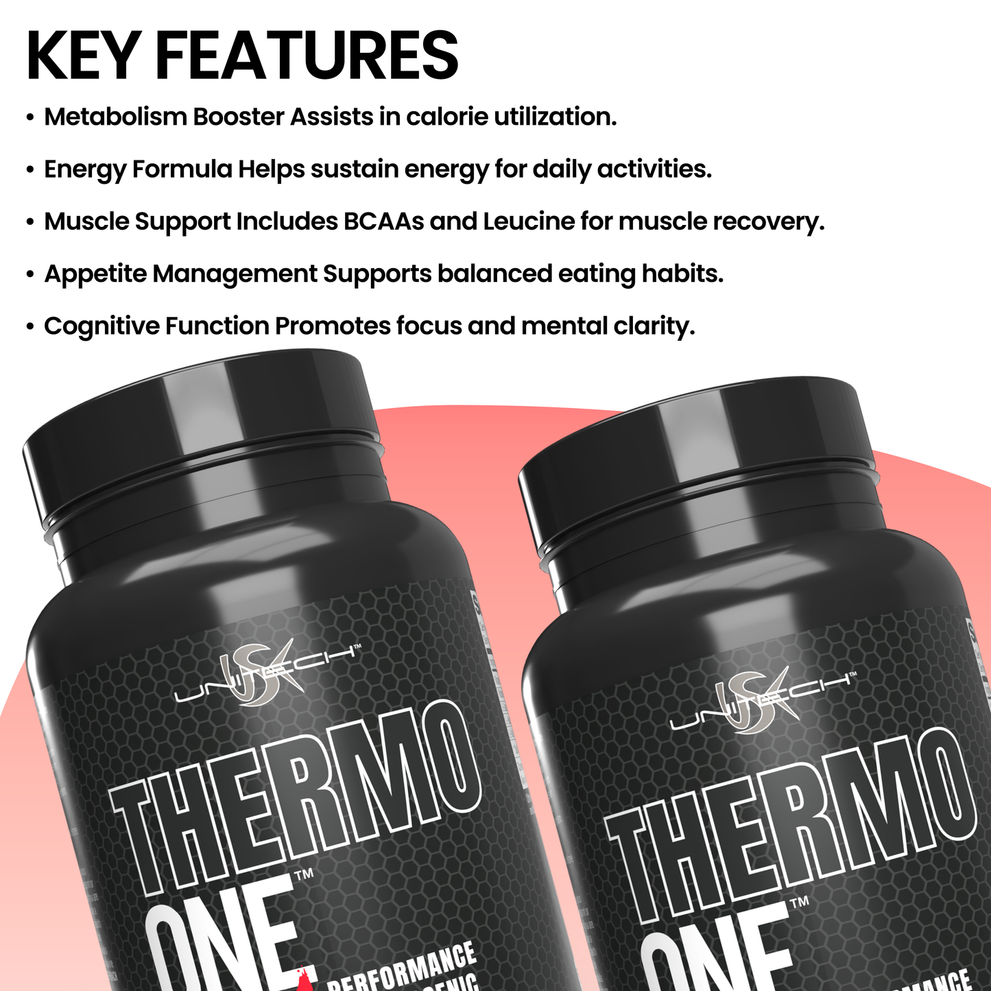 Unitech USK Thermo ONE Xtra Performance | Thermogenic Fat Burner for Weight Loss & Energy | Appetite Suppressant with BCAA & Leucine for Muscle Recovery | B Vitamins for Metabolism & Focus | 60 Caps