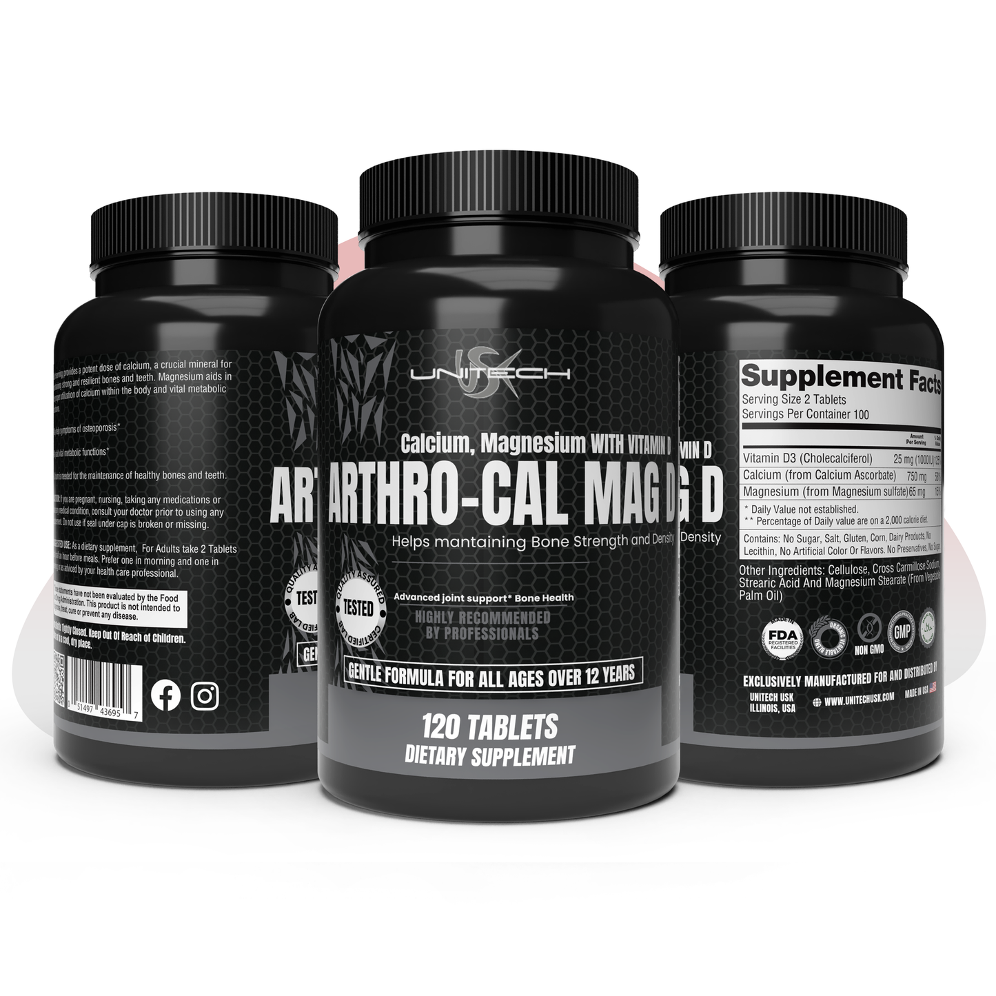 Unitech USK | Arthro-Cal Mag D | Supports Bone Strength, Joint Health, and Metabolic Function | Rich with Calcium, Magnesium, & Vitamin D | Daily Nutritional Support | Dietary Supplement | 60 Tablets