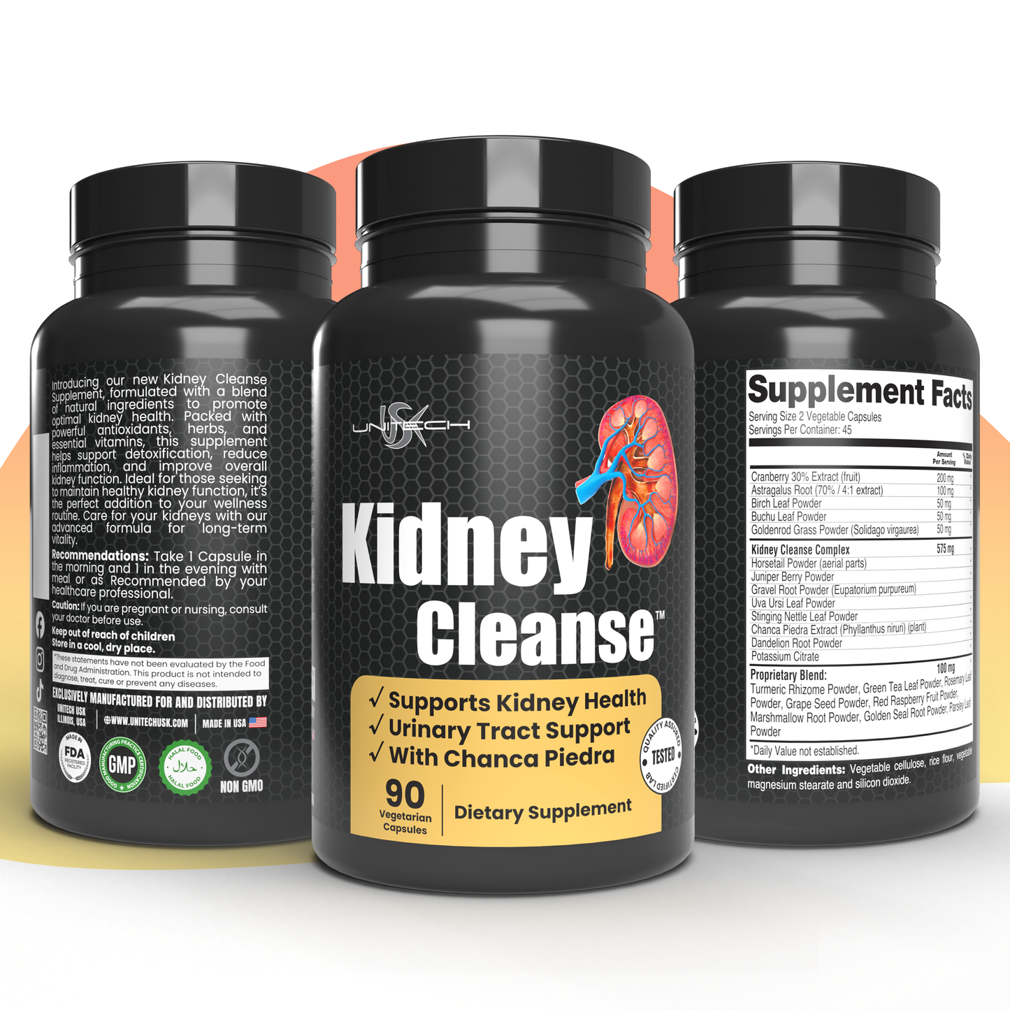 United USK Kidney Cleanse Supplement | Supports Kidney Health & Urinary Tract | Rich with Chanca Piedra & Antioxidants | Detox & Inflammation Support | Dietary Supplements | 90 Vegetarian Capsules
