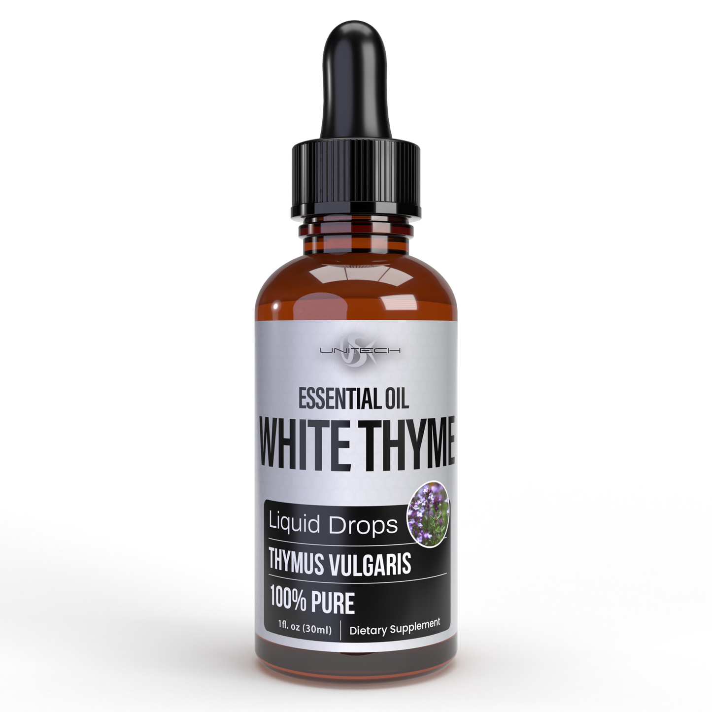 Unitech USK White Thyme Essential Oil | 100% Pure & Natural Thymus Vulgaris | Therapeutic Grade for Aromatherapy Diffuser | Relaxation & Massage Oil | Blends with Basil, Lavender, Lemon & Marjoram | 30ml