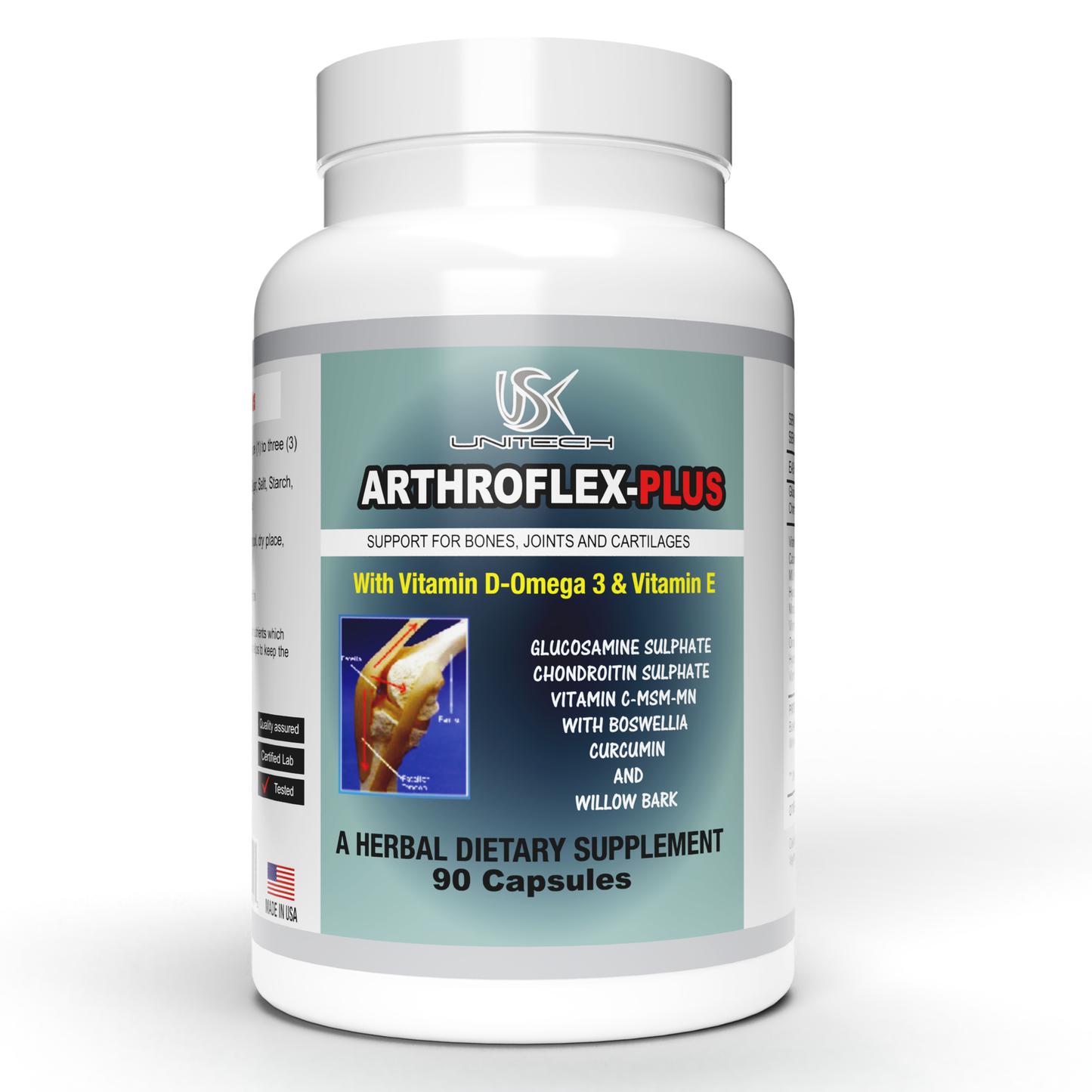 USK ARTHROFLEX-PLUS | Joint Health Supplement | Natural Ingredients with Glucosamine, Chondroitin, & Turmeric | Cartilage Repair, Bone Strength, Flexibility, & Mobility for Men & Women | 90 Capsules