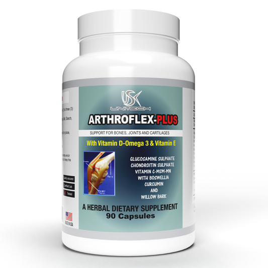 USK ARTHROFLEX-PLUS | Joint Health Supplement | Natural Ingredients with Glucosamine, Chondroitin, & Turmeric | Cartilage Repair, Bone Strength, Flexibility, & Mobility for Men & Women | 90 Capsules