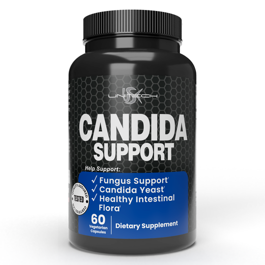 Unitech USK Candida Support | Yeast Cleanse & Gut Health Supplements | Natural Formula with Oregano, Garlic & Caprylic Acid | Supports Healthy Digestion & Immune System | 60 Vegetarian Capsules
