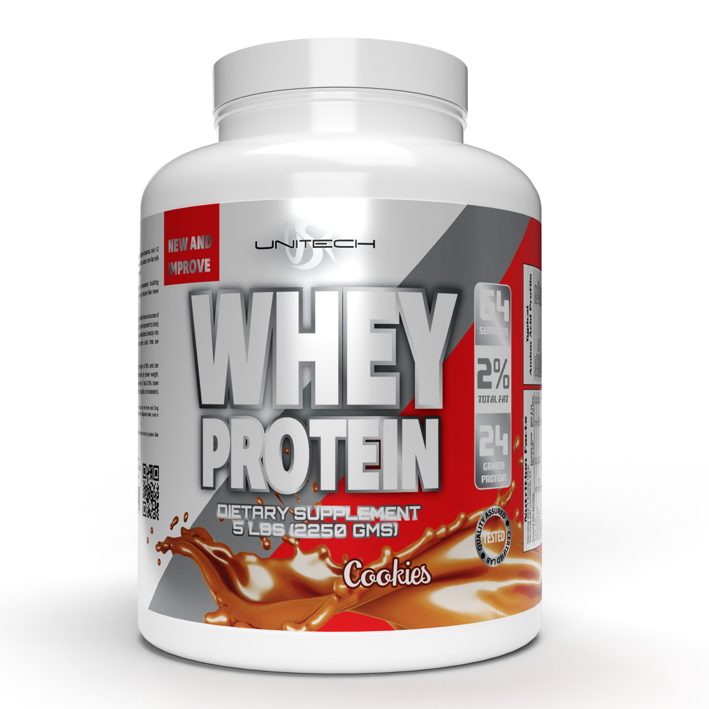 UNITECH USK | Whey Cream & Cookies Protein Powder | Muscle Repair & Metabolism Support | Protein with Essential Amino Acids, Enzymes & Minerals | Sports Supplement | Cream & Cookies Flavor, 80oz