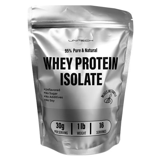 Unitech USK Whey Protein Isolate Powder | 95% Pure & Natural | Supports Muscle Growth & Recovery | Rich with High Nutrition with Amino Acids | Mixes Instantly | Dietary Supplement | 1lb