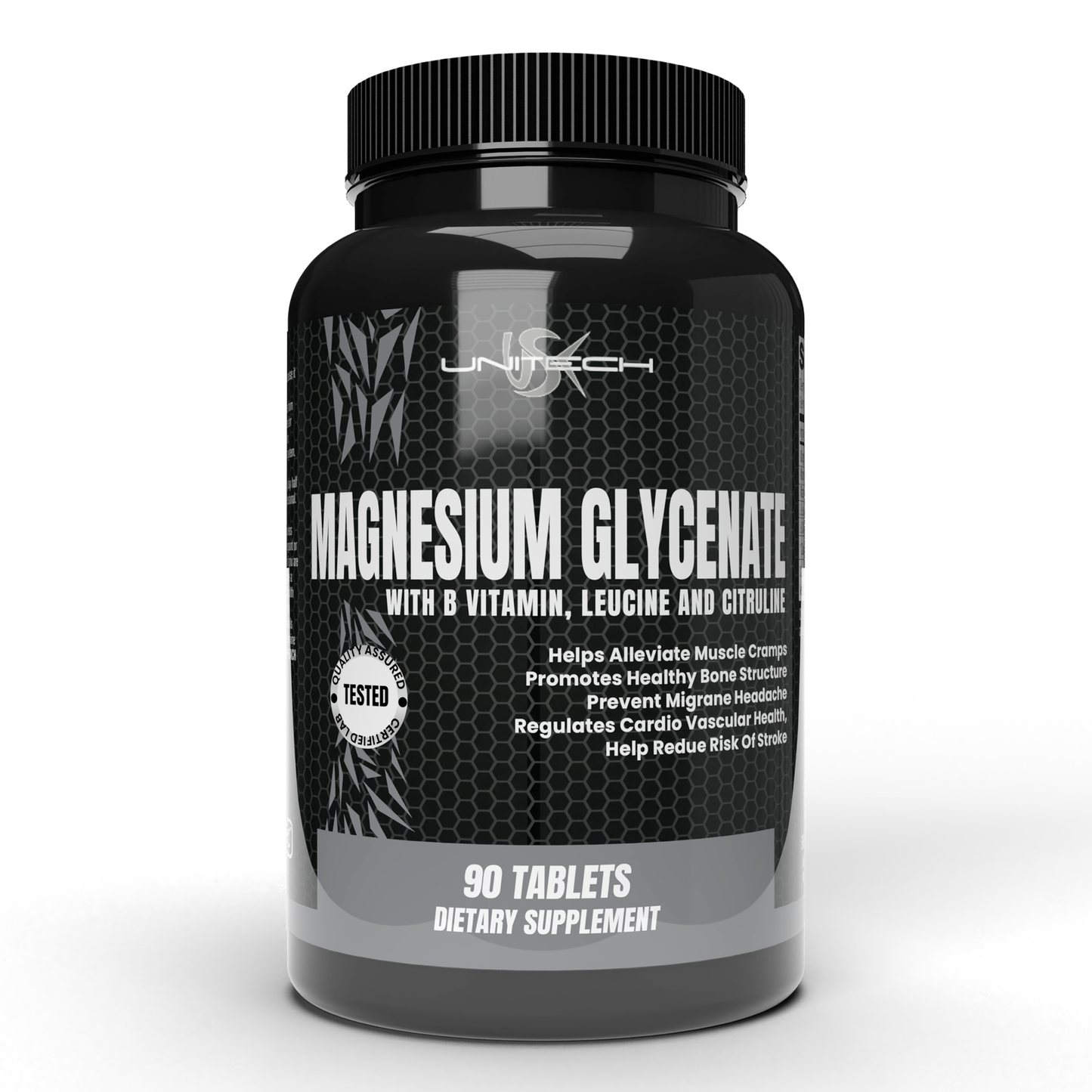 Unitech USK | Magnesium Glycinate Tablets | Immunity Support with B Vitamins, Leucine & Citrulline | Promotes Muscles, Bone Health & Supports Overall Wellness | Dietary Supplement | 90 Tablets