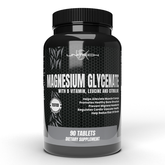 Unitech USK | Magnesium Glycinate Tablets | Immunity Support with B Vitamins, Leucine & Citrulline | Promotes Muscles, Bone Health & Supports Overall Wellness | Dietary Supplement | 90 Tablets